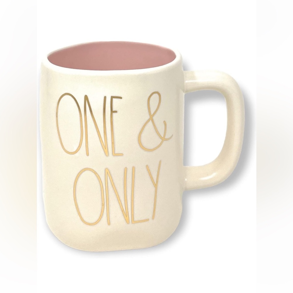 Rae Dunn ONE & ONLY Gold LL writing Pink inside - Ceramic